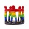 Rainbow Hand-Painted Soapstone Circle of Friends Sculpture with Smooth Satin Finish